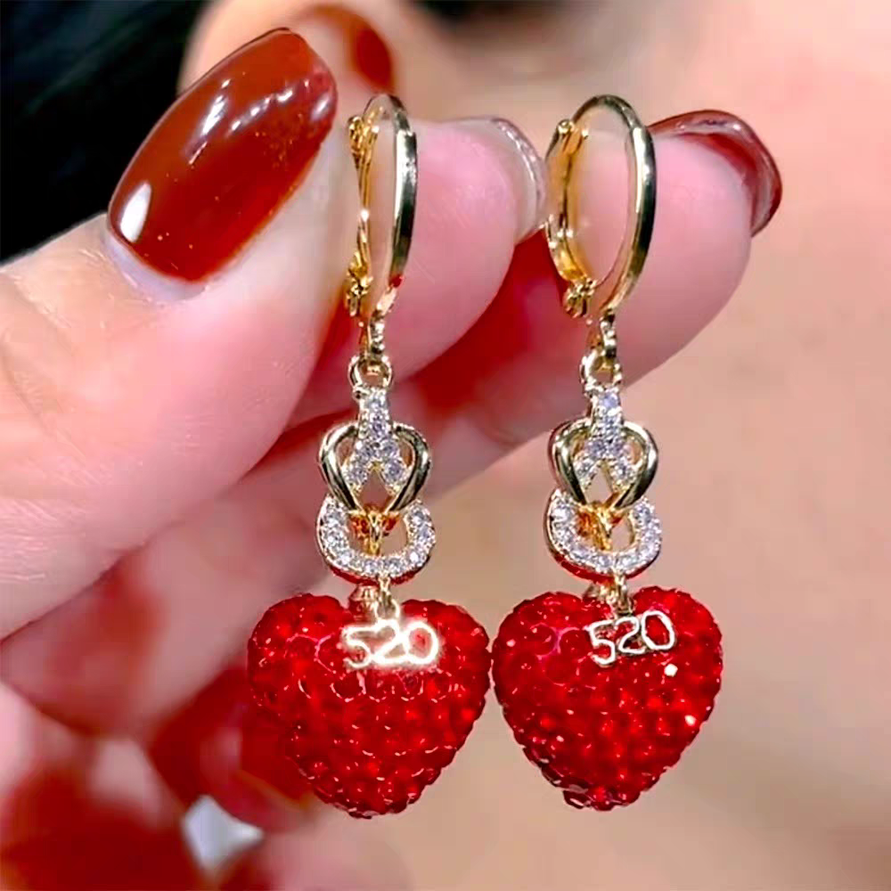 Heart Stone Long Earings