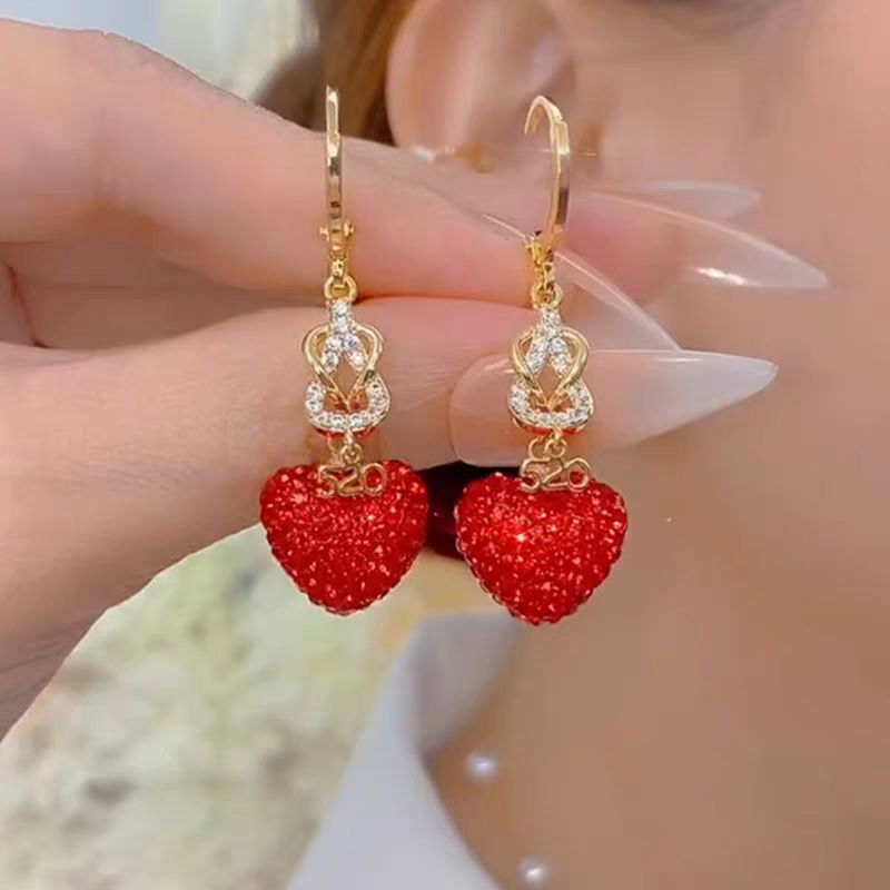 Heart Stone Long Earings