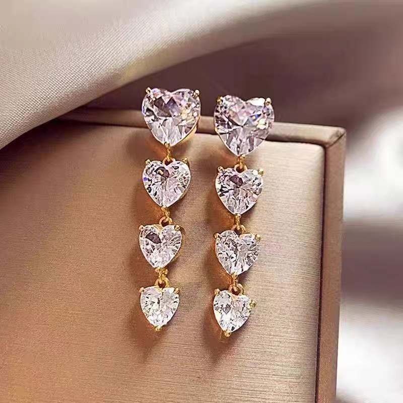 Long Heart Stone Earings