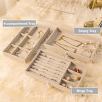 Elegant 3 layer jewelry storage box with compartments